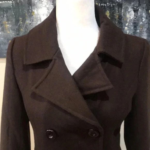 Foreign Exchange Brown Double Breasted Cropped Pea Coat Jacket-No size Tag - Picture 5 of 14